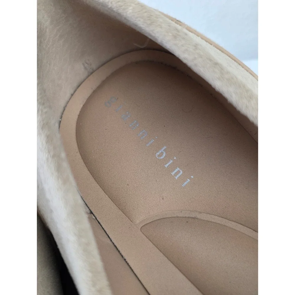 Gianni Bini Tan Suede Rhinestone Braided Chain Loafers 7M Beige Leather Slip On